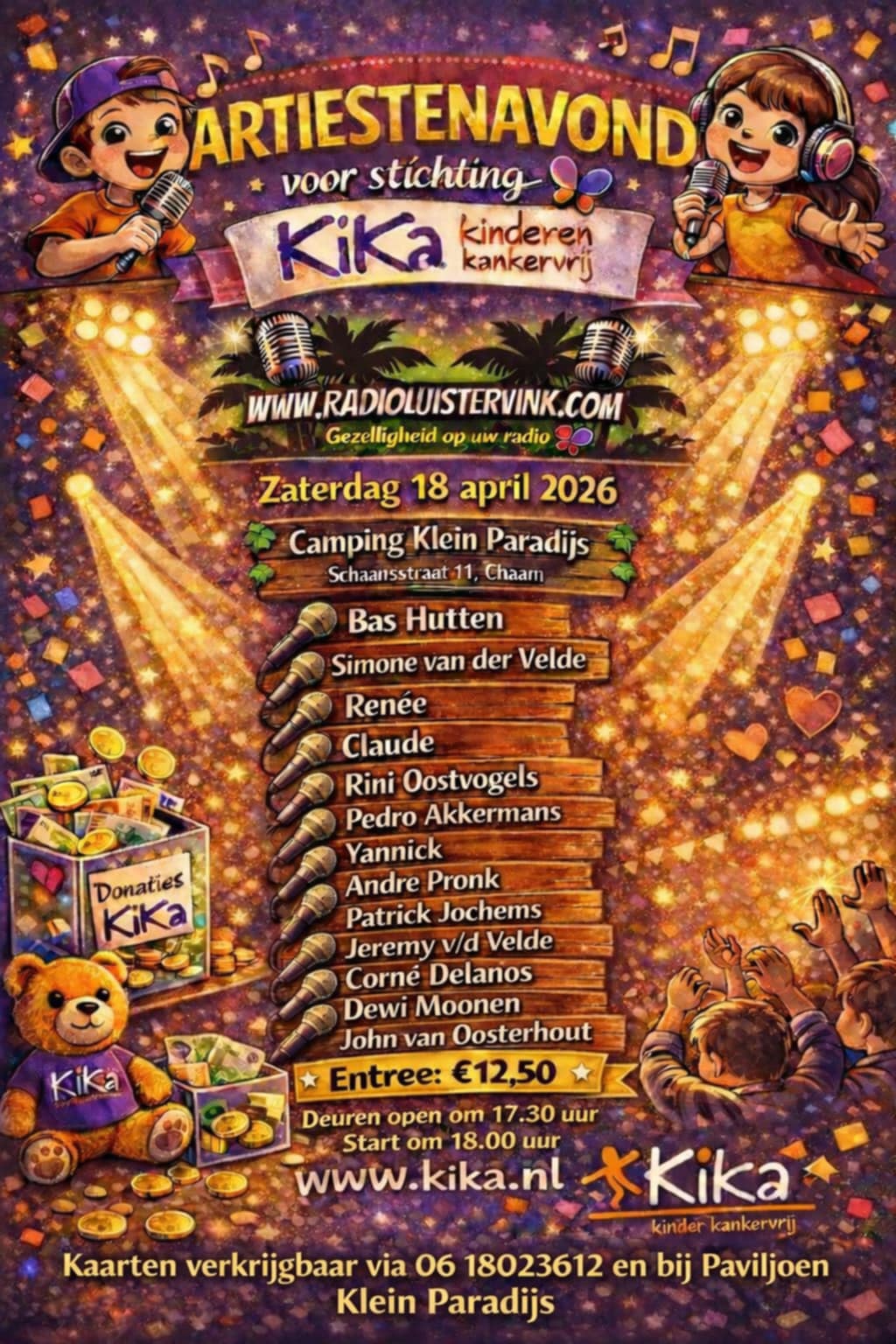 Artiestenavond voor Stichting KiKa